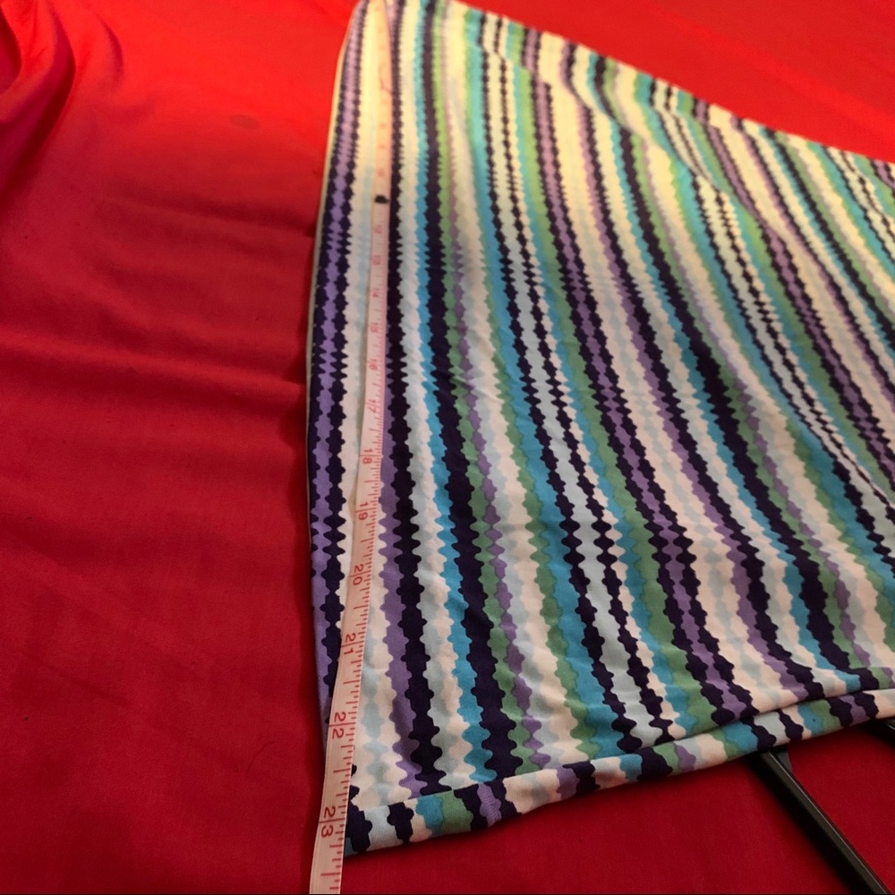 SOLD TORY BURCH 100% Silk Multi color stripe mid Dress - Picture 8 of 12